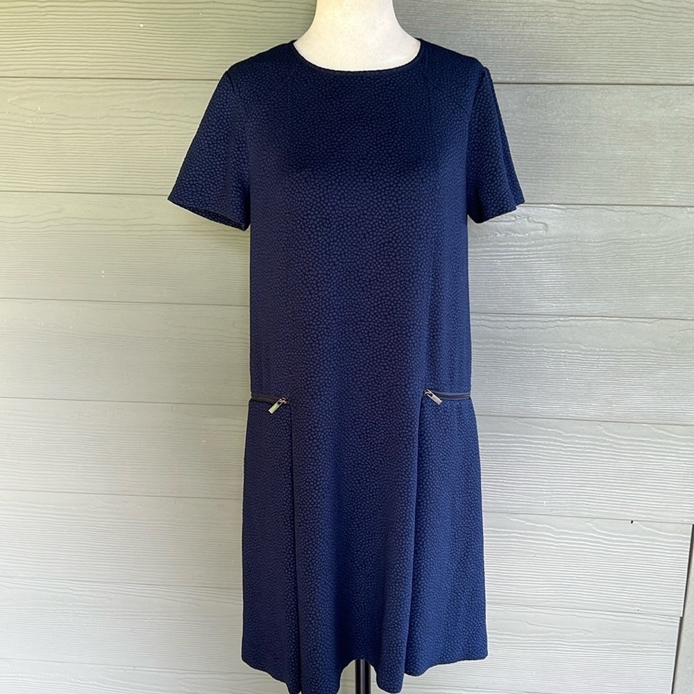Comptoir Des Cotonniers Textured Short Sleeve Shift Dress